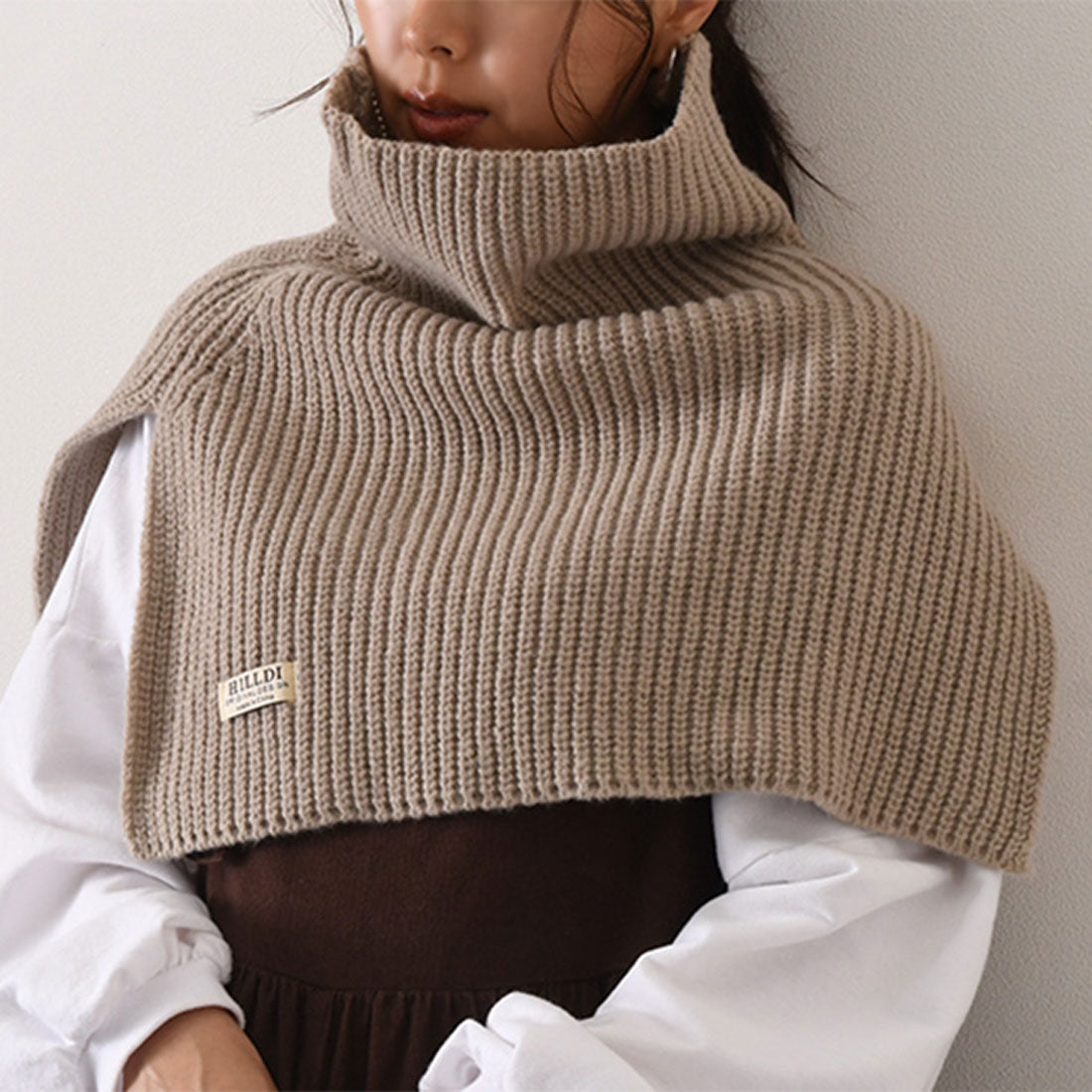 リアルスタイル REAL STYLE スヌード マフラー レディース 付け襟 タートル ハイネック ニット ベスト セーター 冬 おしゃれ 防寒 暖かい ネックウォーマー ケープ