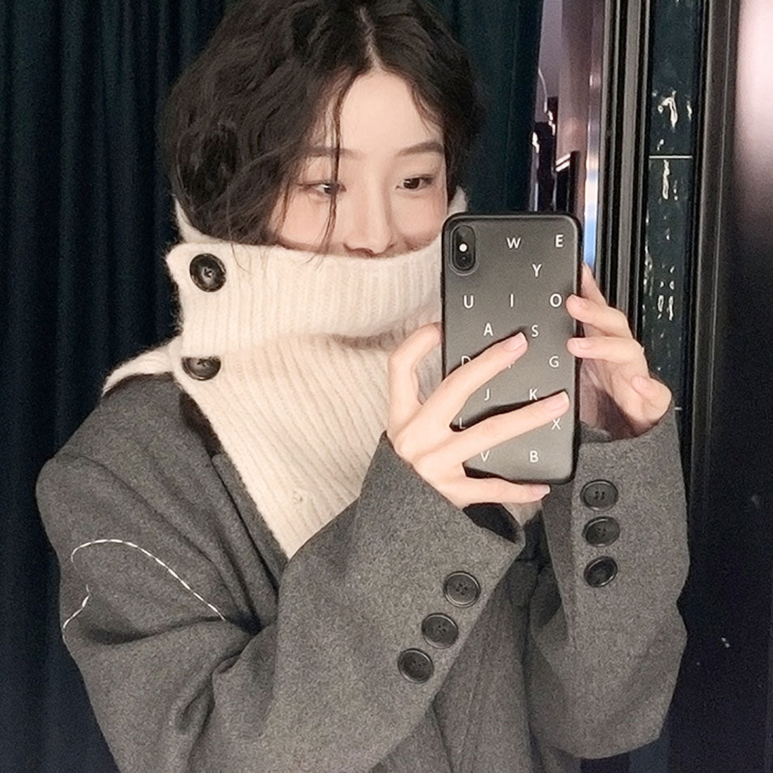 REAL STYLE Neck Warmer for Women, Golf, Buttoned, Men's, Scarf, Snood, Cold Protection, Winter, Stylish, Motorcycle, Bicycle, Commuting, School, Knit, Brushed