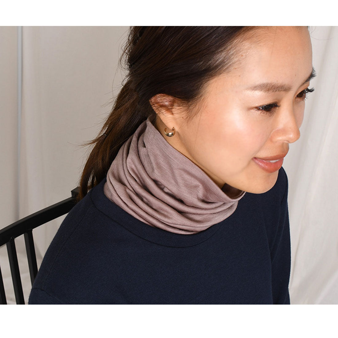 リアルスタイル REAL STYLE ネックカバー ネックウォーマー 冬 レディース UV おしゃれ スヌード 薄手 防寒 付け襟 ハイネック ゴルフ 首 暖かい ウール100％