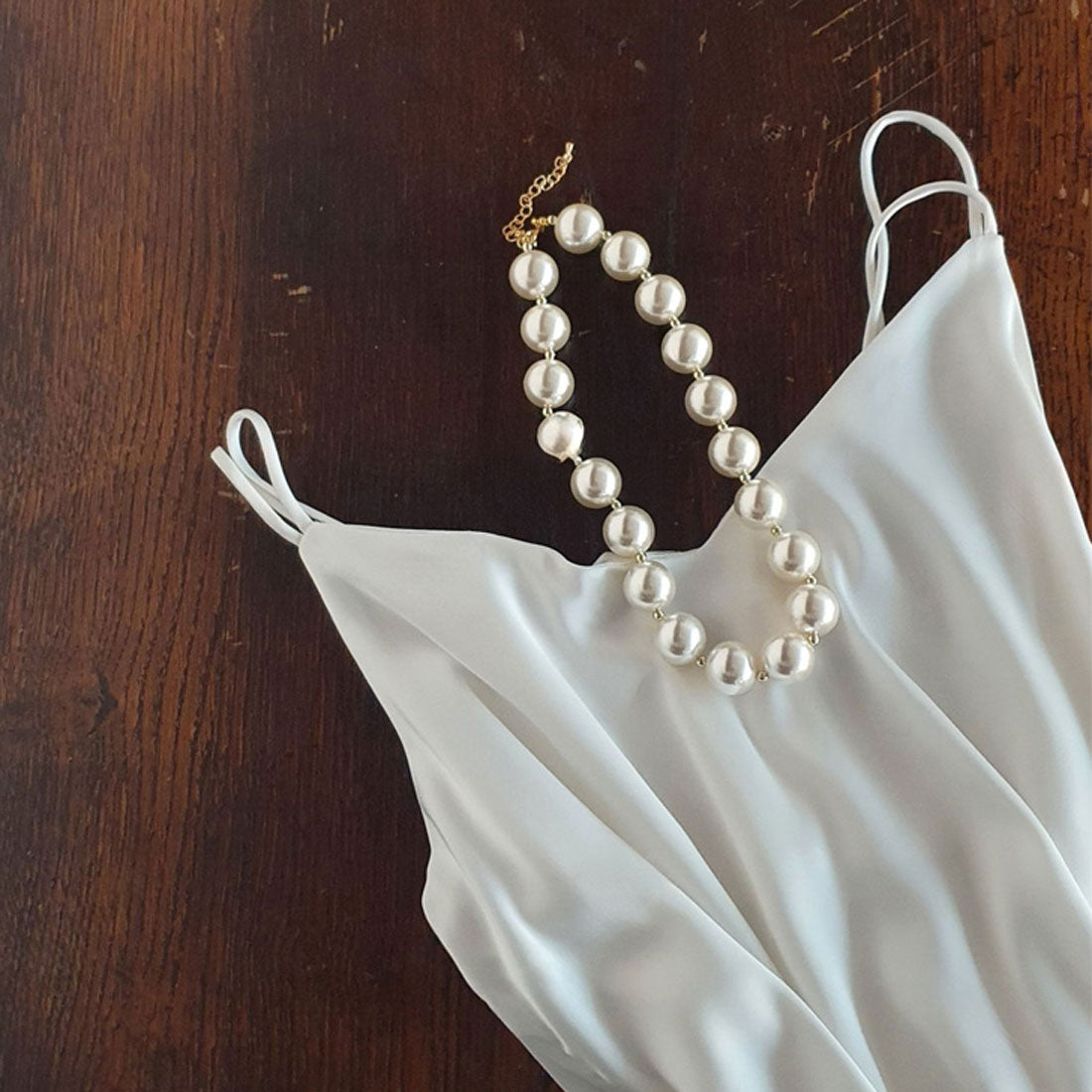 REAL STYLE Necklace for Women, Fake Pearl, Accessories, Jewelry, Big Motif, Elegant, Stylish, High-end Look, Gift, Korean Fashion, Chincha Korea