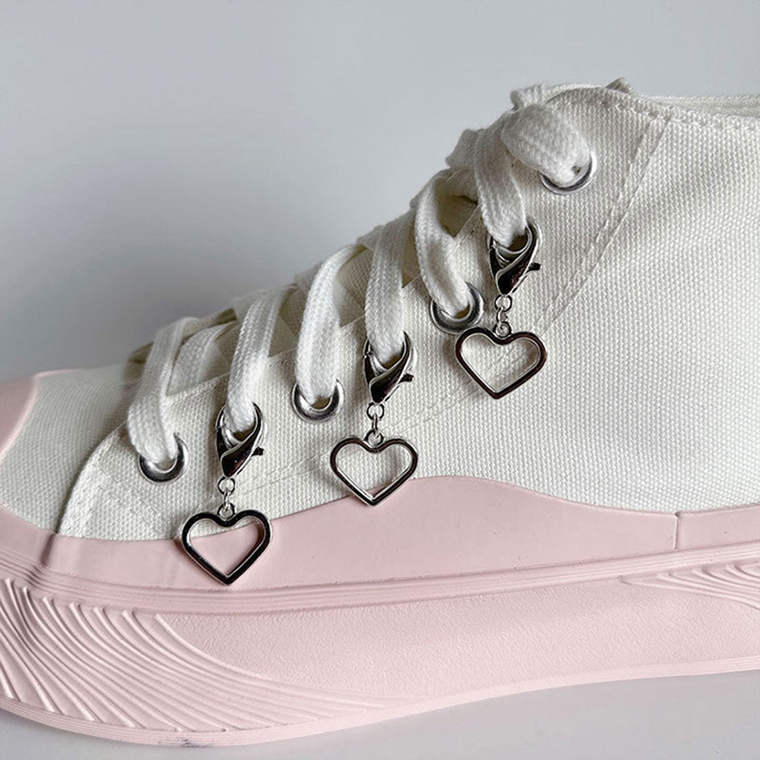 Real Style Shoe Parts Shoes Piercing Accessories Charm Sneakers Footwear Ladies Men Heart Silver Star 6-Piece Set Korea