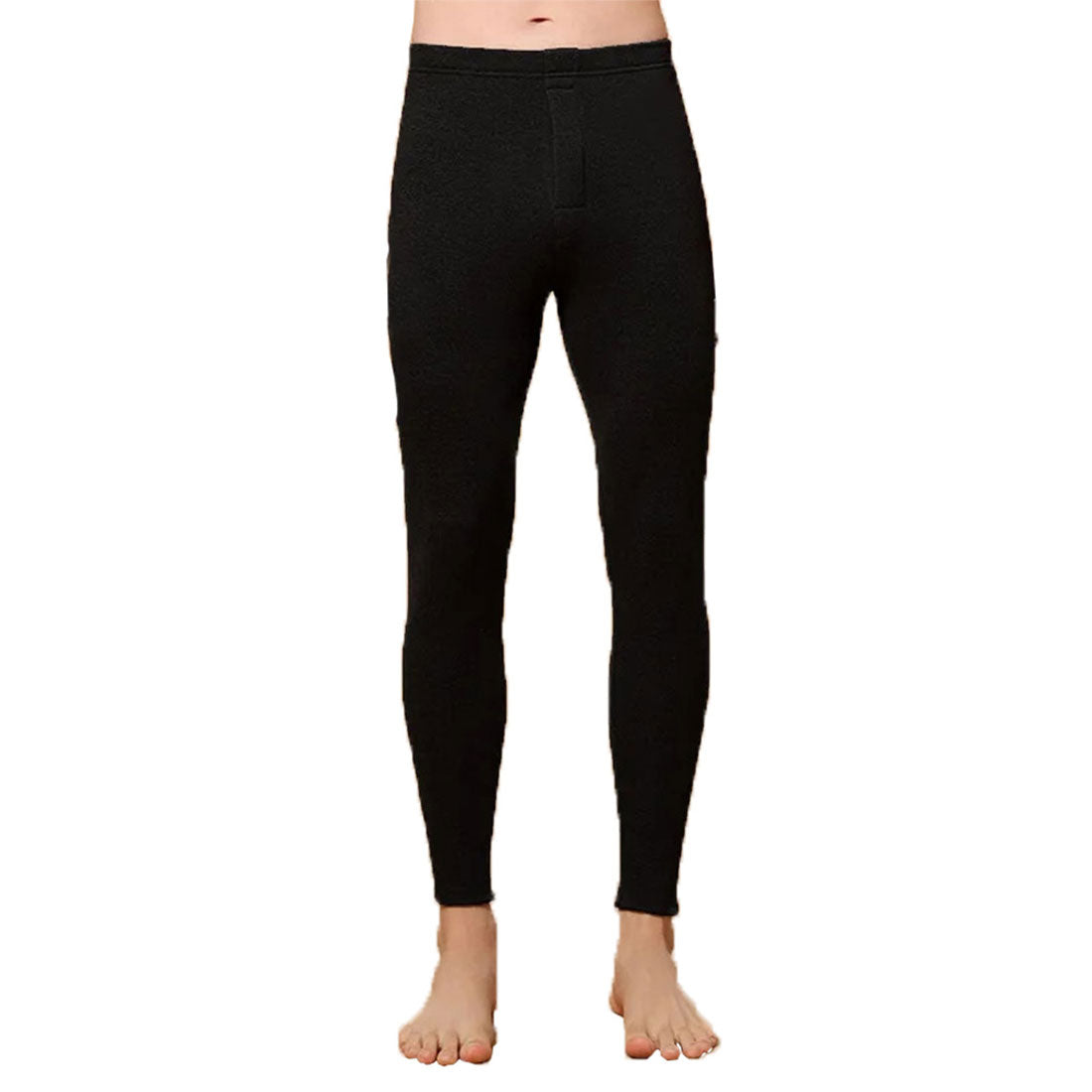 Real Style Fleece Leggings Tights for Men, Brushed Interior, Winter, Thick, Button Fly, Warm, Insulation, Inner Pants, Thigh-high, Bottoms, Spats, Long, Stretchy, Cold Weather Innerwear