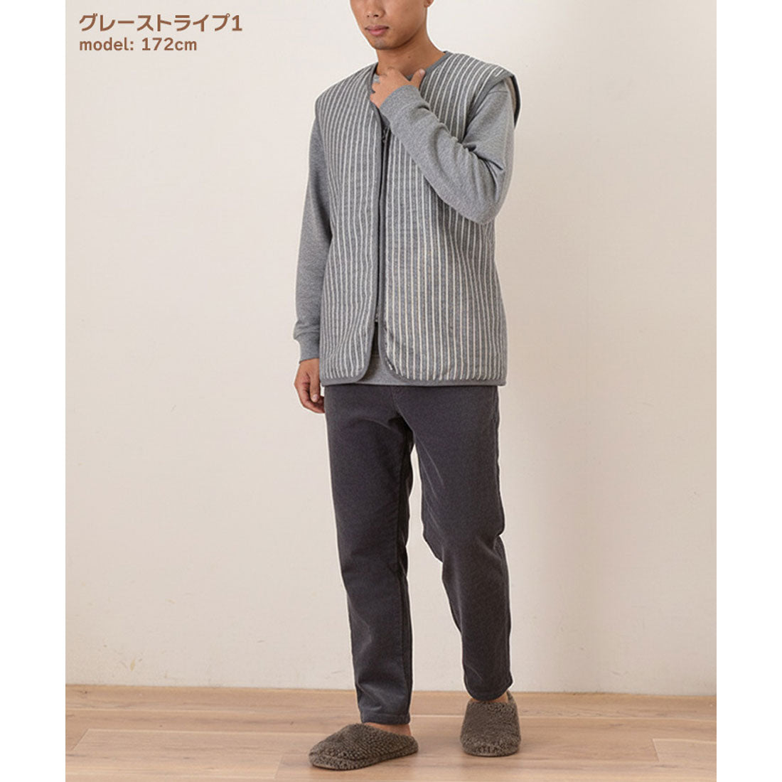 リアルスタイル REAL STYLE ベスト メンズ 秋冬 秋 冬 前開き 裏起毛 裏ボア おしゃれ 暖かい 防寒 軽い ポンチョ アウター 羽織り ジップアップ 部屋着 ゴルフ 入院 （ブラックチェック1） ブラックチェック1