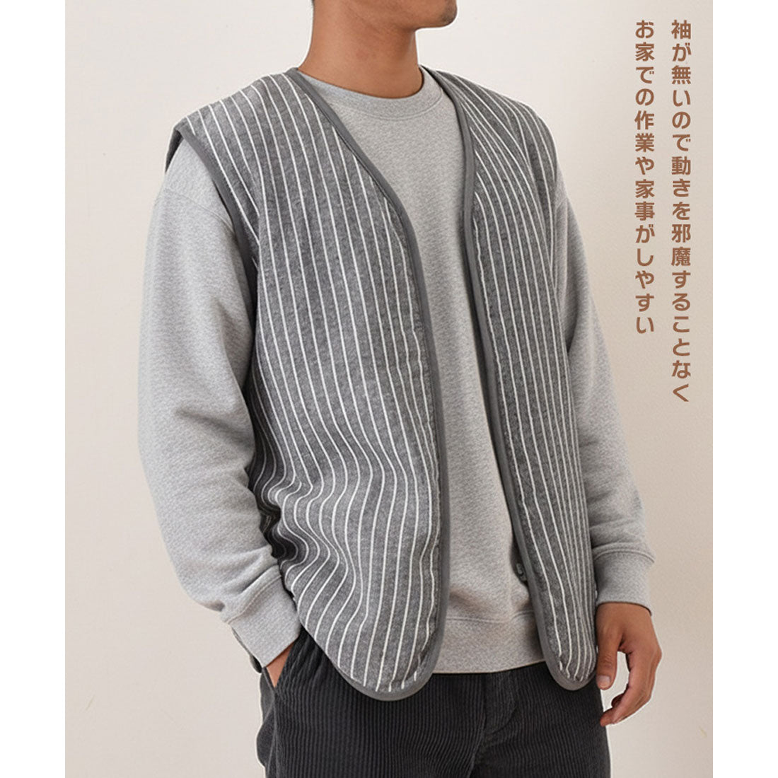 リアルスタイル REAL STYLE ベスト メンズ 秋冬 秋 冬 前開き 裏起毛 裏ボア おしゃれ 暖かい 防寒 軽い ポンチョ アウター 羽織り ジップアップ 部屋着 ゴルフ 入院 （ブラックチェック1） ブラックチェック1
