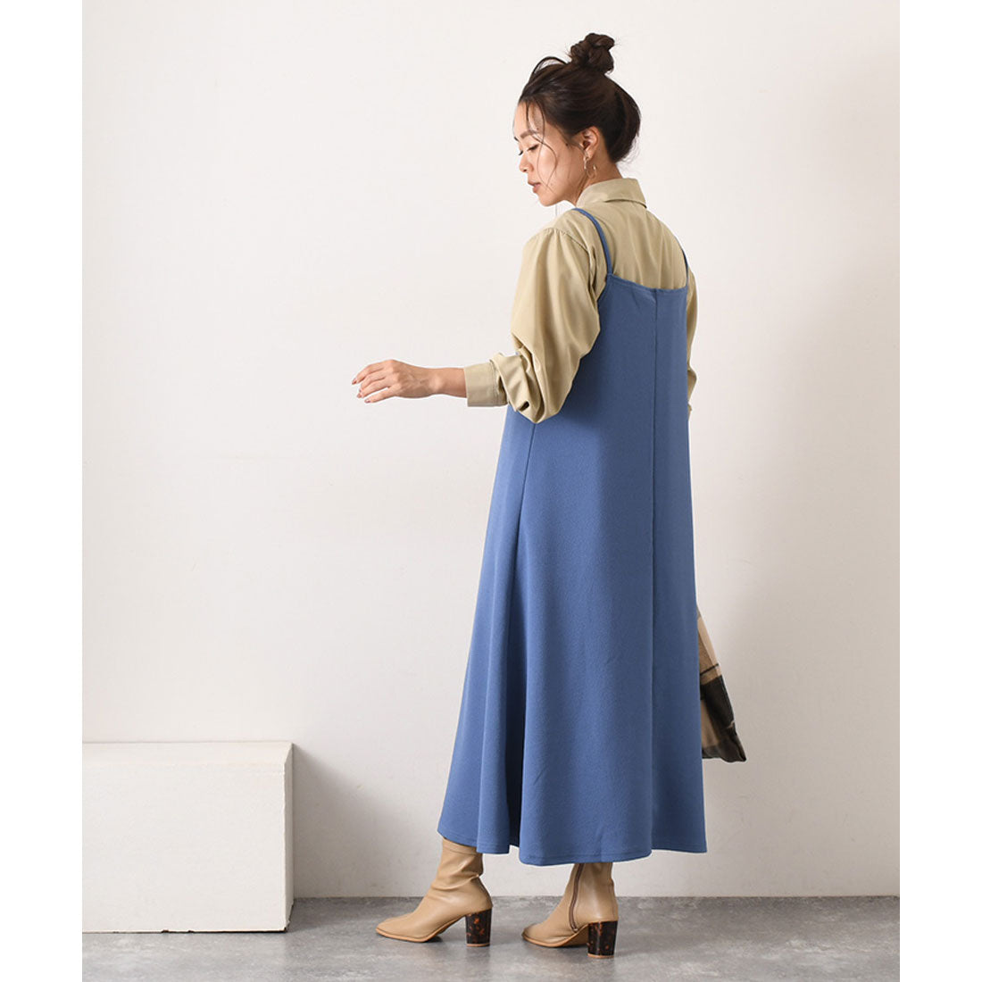 リアルスタイル REAL STYLE ワンピース キャミソール キャミワンピ ロング 冬  速乾 マタニティ Aライン エンボス 体型カバー