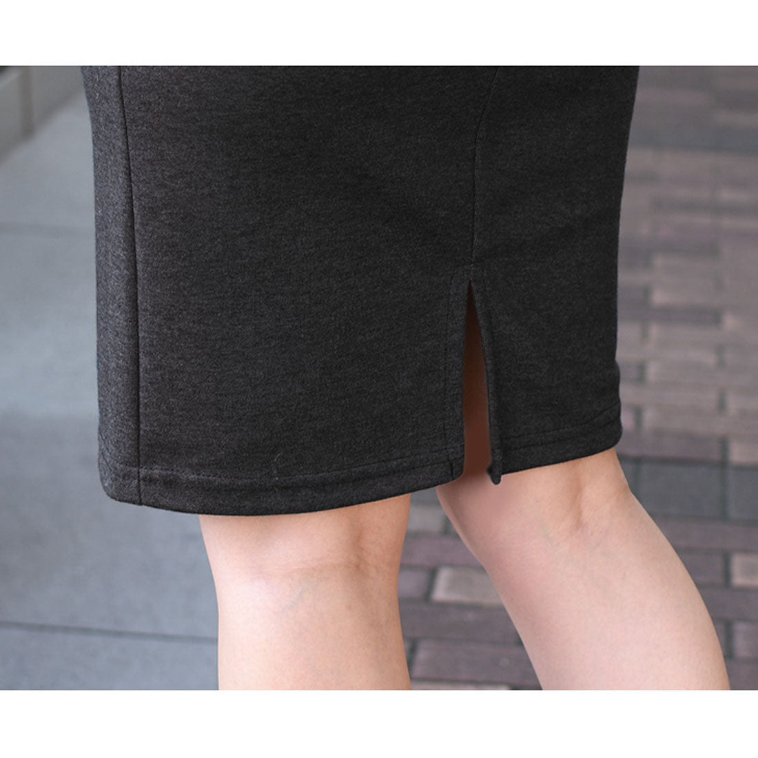 リアルスタイル REAL STYLE タイトスカート レディース 膝丈 スウェット Iライン バックスリット  ストレッチ ウエストゴム 通勤 OL