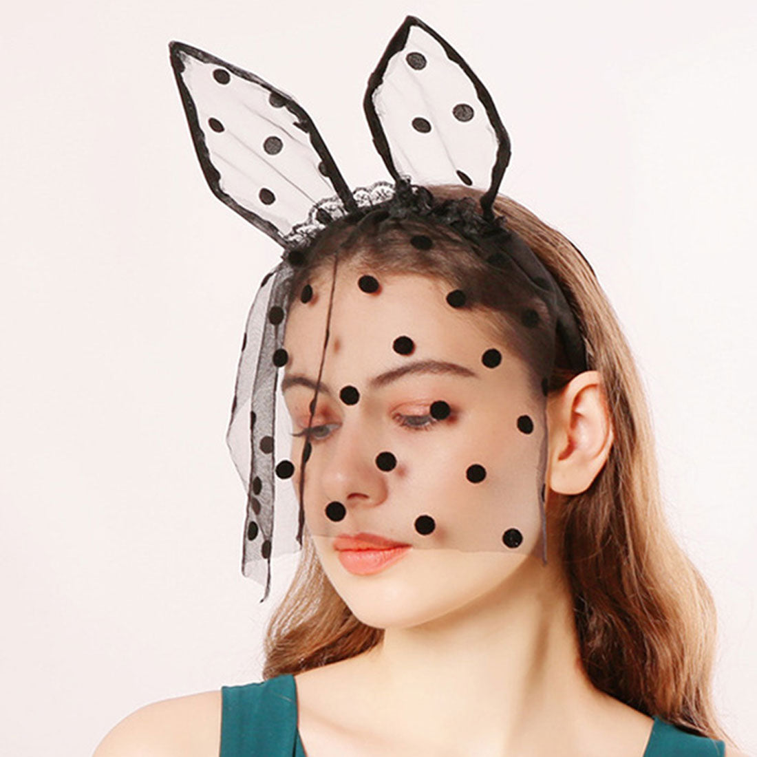 リアルスタイル REAL STYLE カチューシャ レディース ドット柄 レース うさ耳 コスプレ 仮装 変装 ハロウィン 被り物 パーティー イベント おしゃれ かわいい 撮影