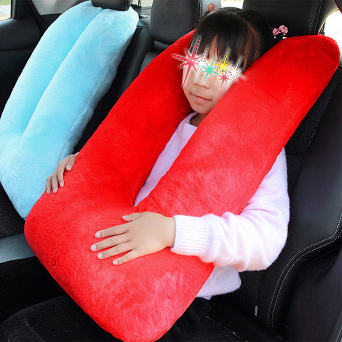 リアルスタイル REAL STYLE シートベルトクッション U型枕 カバー パッド 子供 枕 車 チャイルドシート キッズ おしゃれ ネックピロー カー用品 防寒 あったか,レッド
