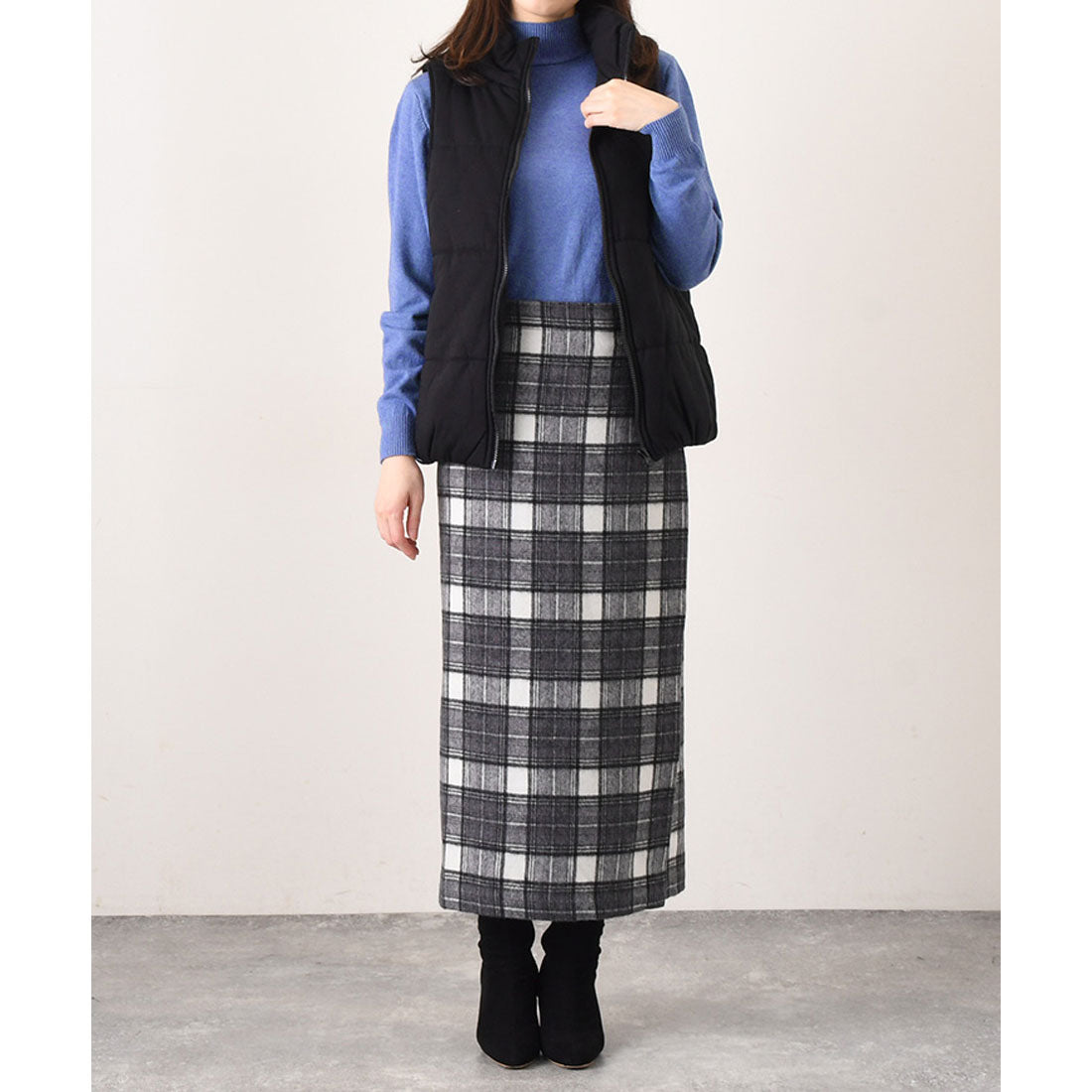 リアルスタイル REAL STYLE 巻きスカート ロング 防寒 ラップスカート ブランケット ひざ掛け 薄手 大判 レディース おしゃれ 日本製 暖かい チェック柄 レイヤード