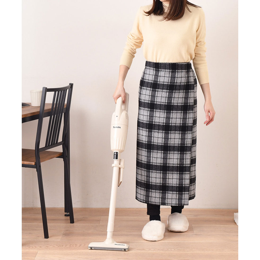 リアルスタイル REAL STYLE 巻きスカート ロング 防寒 ラップスカート ブランケット ひざ掛け 薄手 大判 レディース おしゃれ 日本製 暖かい チェック柄 レイヤード