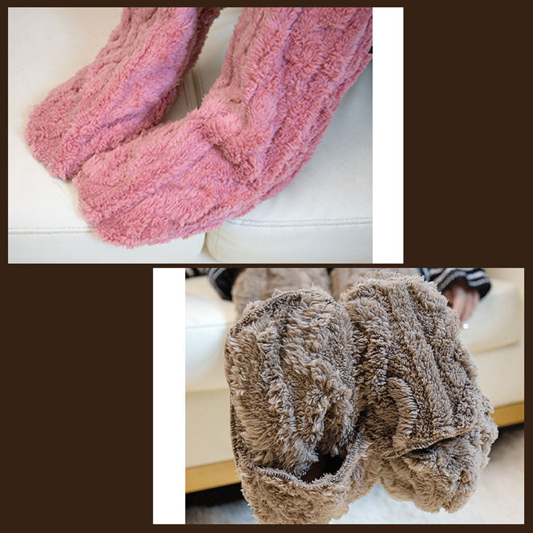 Real Style Room Socks Socks for Women Fluffy Winter Warm Leg Warmers Loungewear Cold Protection Boa Thick Toe Foot Long Cold Relief Sleeping