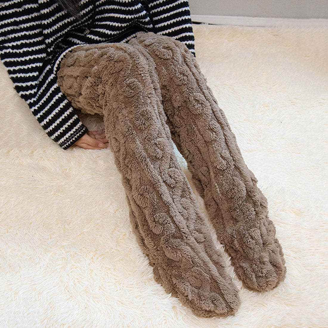Real Style Room Socks Socks for Women Fluffy Winter Warm Leg Warmers Loungewear Cold Protection Boa Thick Toe Foot Long Cold Relief Sleeping
