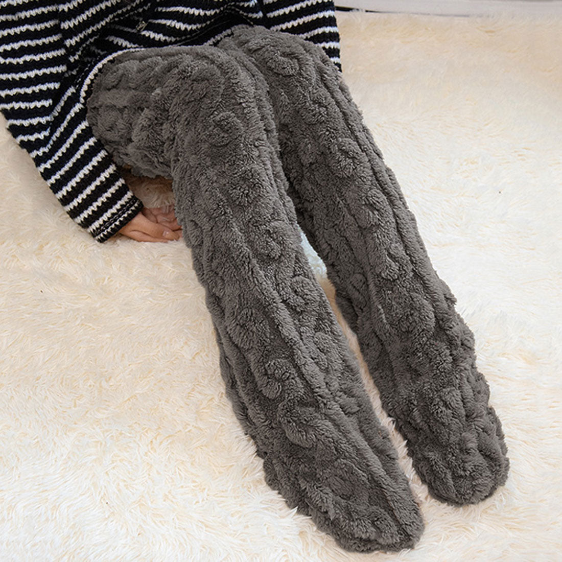 Real Style Room Socks Socks for Women Fluffy Winter Warm Leg Warmers Loungewear Cold Protection Boa Thick Toe Foot Long Cold Relief Sleeping