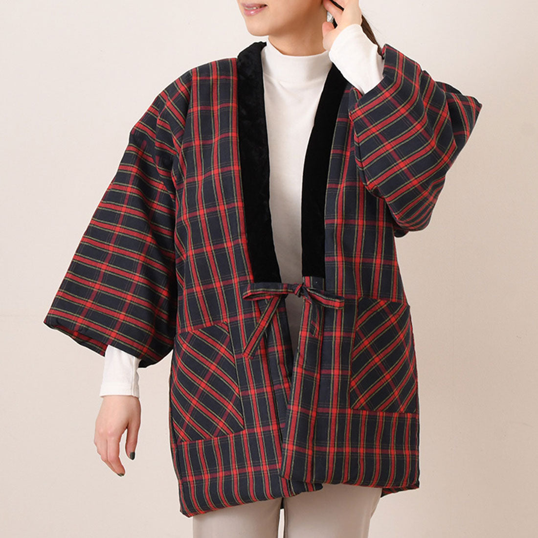 Real Style Hanten Haori Women's Fashion Half Coat Hanten Hanten Hanjin Cold Protection Winter Mid-Thickness Cotton Blend Cotton Filled Warm Long Sleeve Haori Loungewear Loose Doterra Chanchanko Pockets Layering