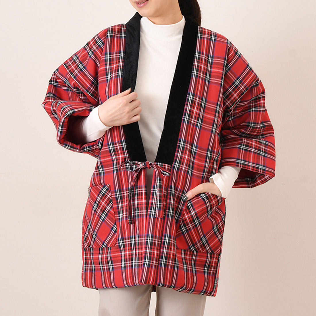 Real Style Hanten Haori Women's Fashion Half Coat Hanten Hanten Hanjin Cold Protection Winter Mid-Thickness Cotton Blend Cotton Filled Warm Long Sleeve Haori Loungewear Loose Doterra Chanchanko Pockets Layering