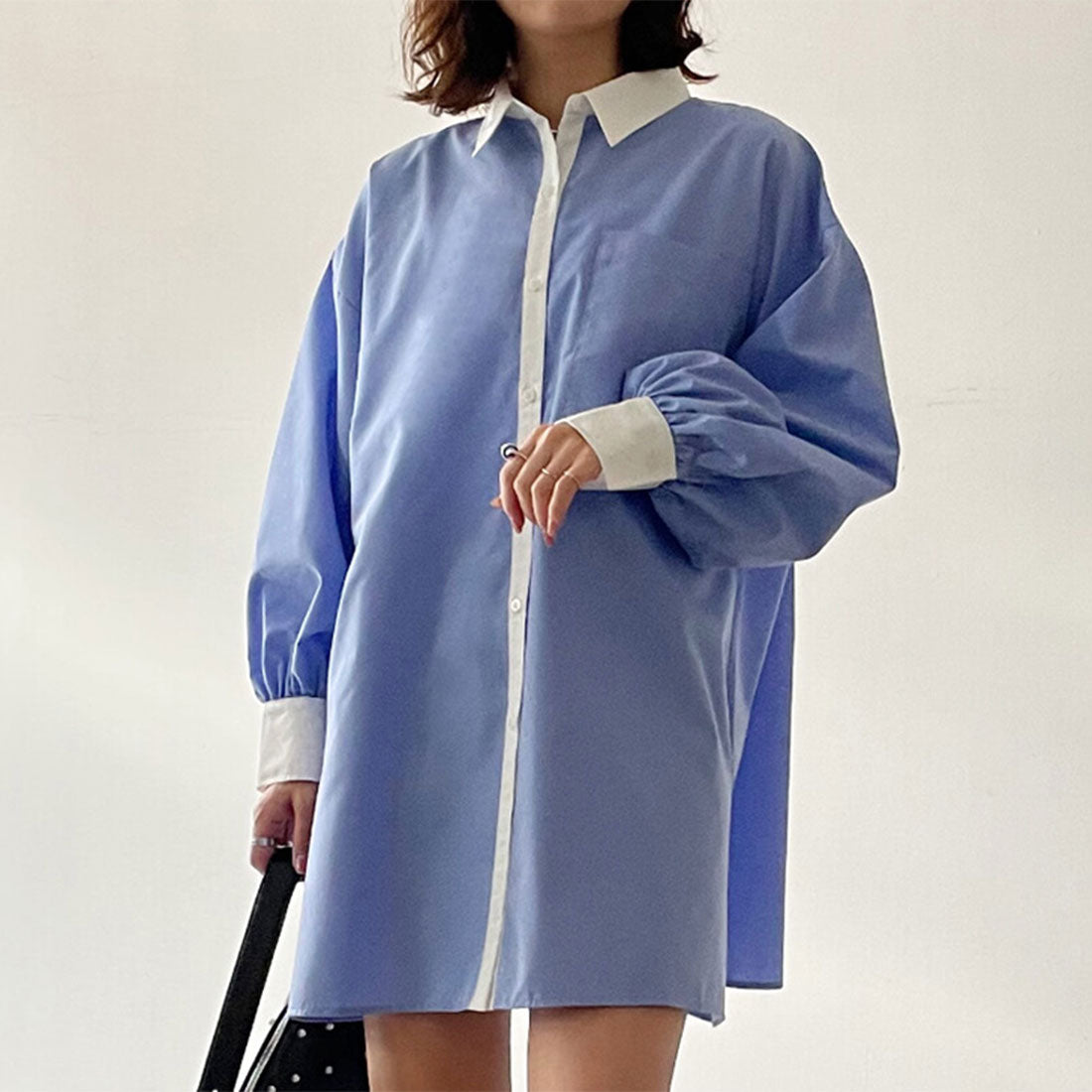 Real Style Shirt Dress for Women Long Sleeve Stripe Spring Summer Autumn Winter Thin Mini Length Solid Color Body Covering Stylish Casual Cute Layerin
