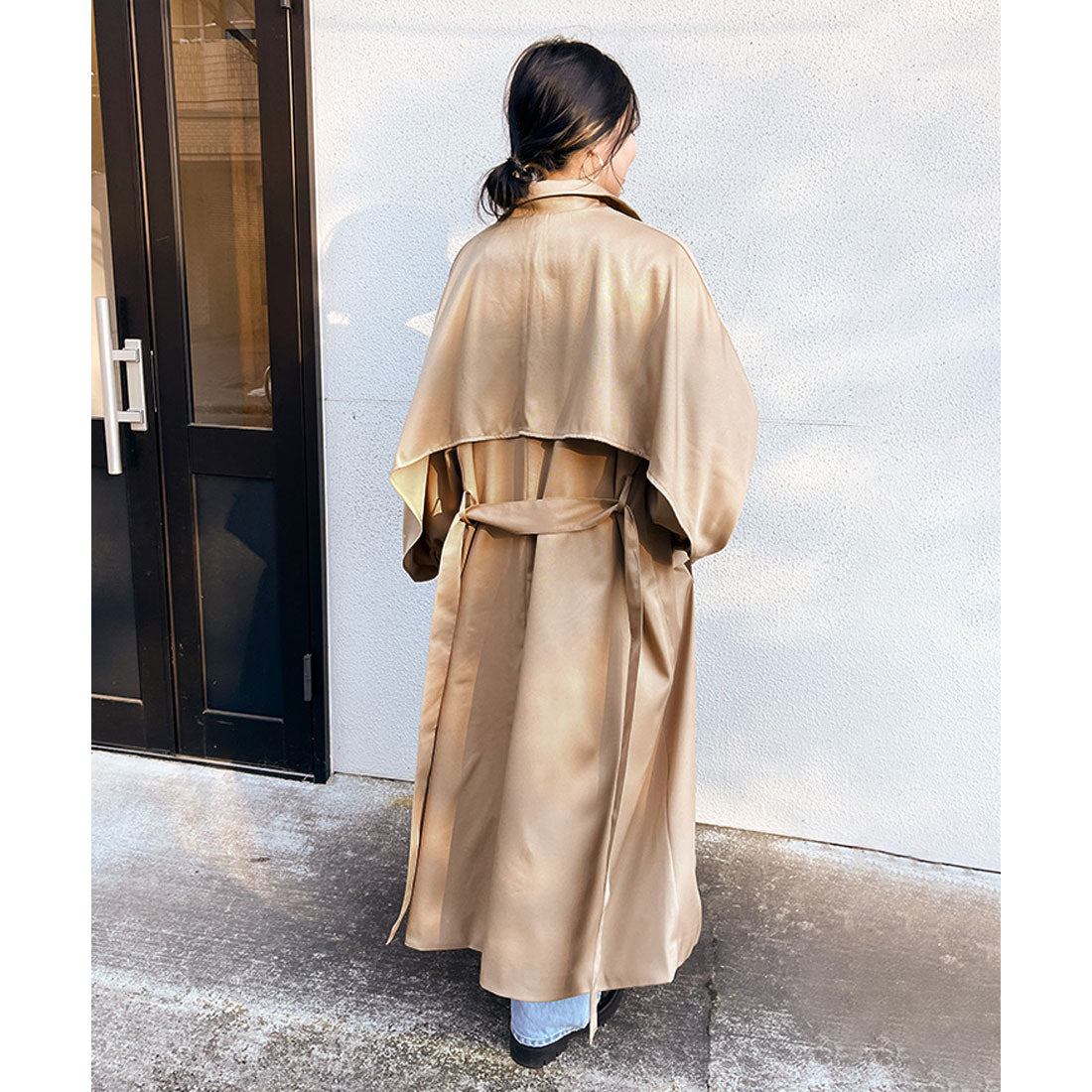 Real Style Trench Coat for Women Long with Lining Spring Autumn Cape Lightweight Flare Stylish Top Outerwear Jacket