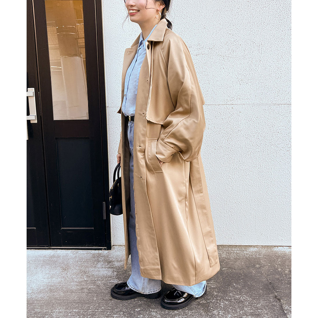 Real Style Trench Coat for Women Long with Lining Spring Autumn Cape Lightweight Flare Stylish Top Outerwear Jacket