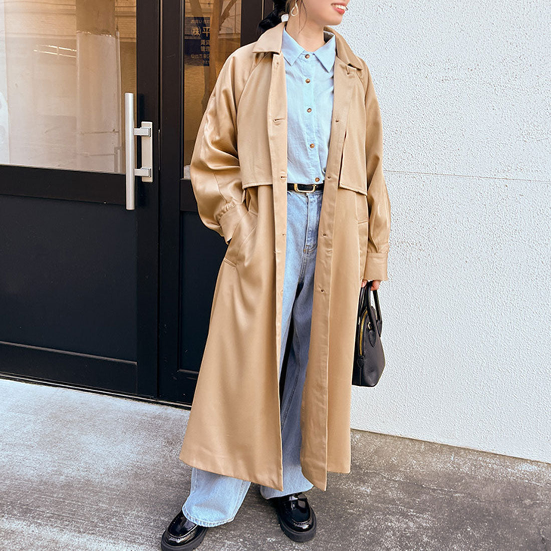 Real Style Trench Coat for Women Long with Lining Spring Autumn Cape Lightweight Flare Stylish Top Outerwear Jacket