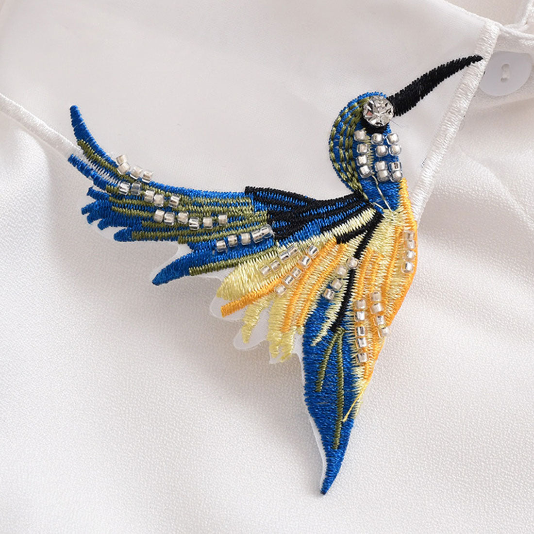 リアルスタイル REAL STYLE つけ襟 つけえり バード 鳥 刺繍 付け襟 角襟 シャツ ブラウス フェイクカラー おしゃれ 上品 婦人 レイヤード風 重ね着風 シアー