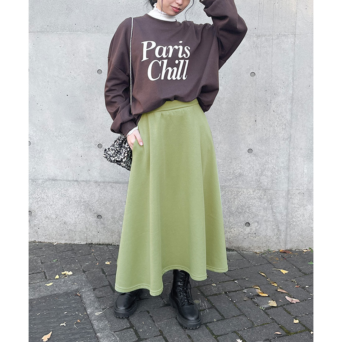 リアルスタイル REAL STYLE スカート レディース ロング 秋 冬 春 フレア ミモレ 裏起毛 スウェット ボトムス シンプル Aライン スエット ウエストゴム 通勤 通学 韓国ファッション チンチャコリア