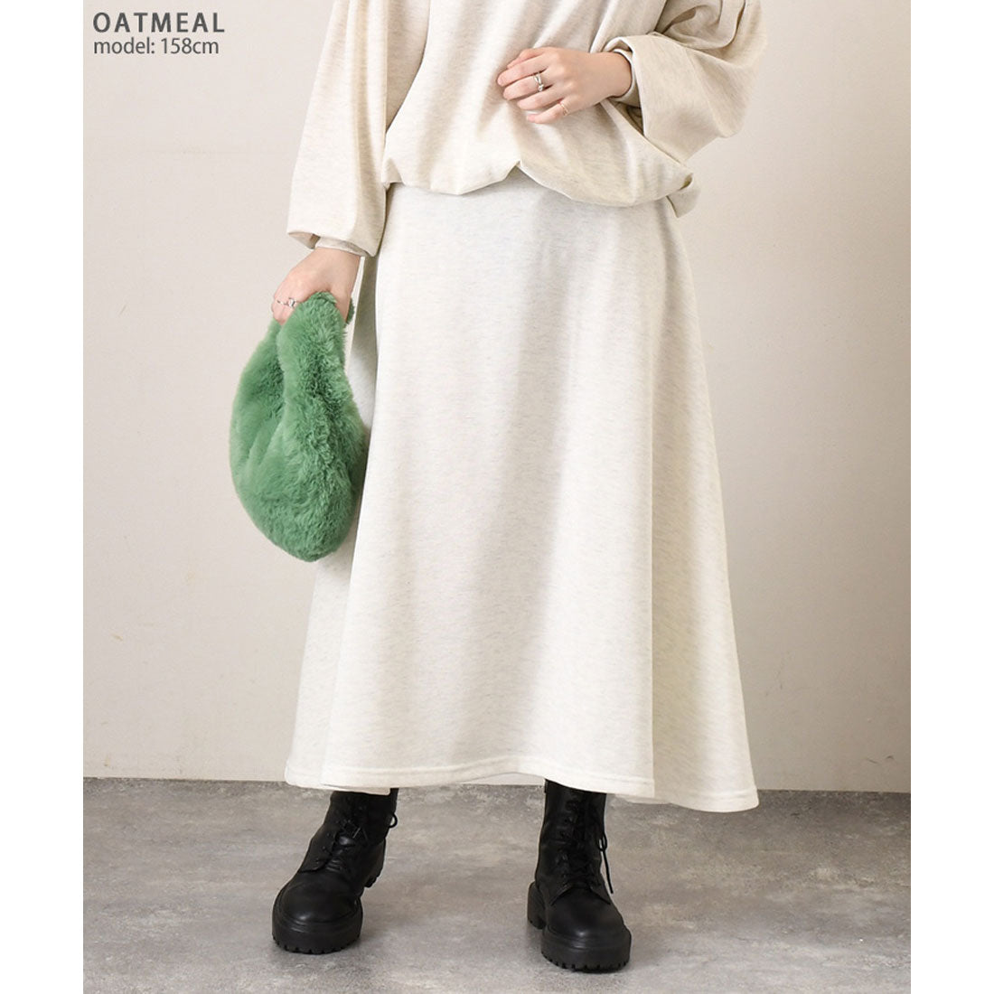 リアルスタイル REAL STYLE スカート レディース ロング 秋 冬 春 フレア ミモレ 裏起毛 スウェット ボトムス シンプル Aライン スエット ウエストゴム 通勤 通学 韓国ファッション チンチャコリア