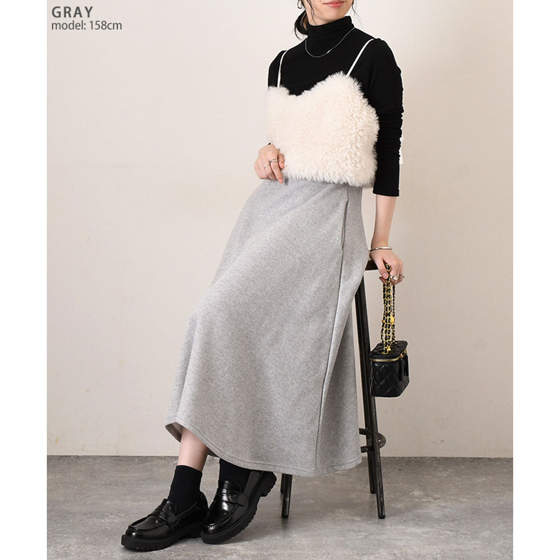 リアルスタイル REAL STYLE スカート レディース ロング 秋 冬 春 フレア ミモレ 裏起毛 スウェット ボトムス シンプル Aライン スエット ウエストゴム 通勤 通学 韓国ファッション チンチャコリア