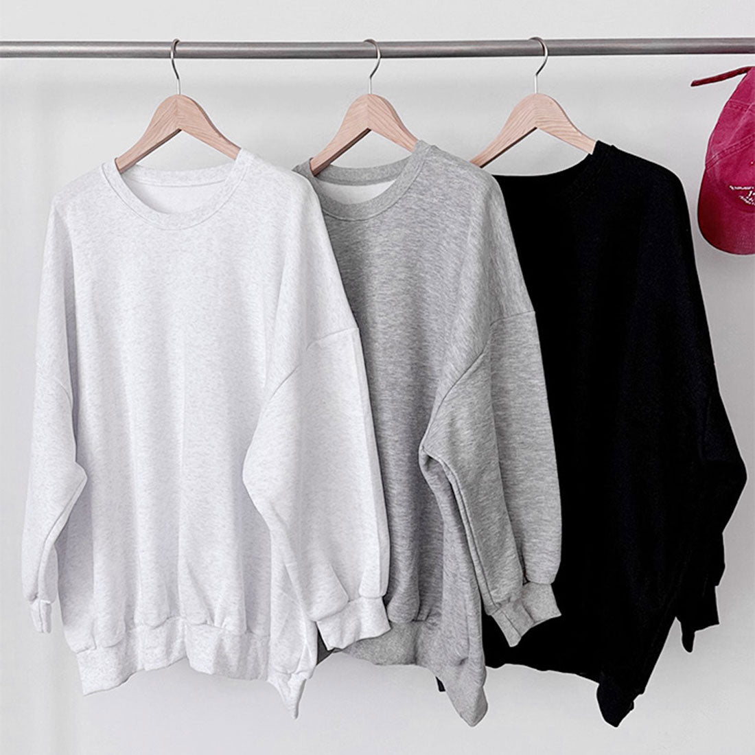 Real Style Sweatshirt for Women Long Sleeve Autumn Winter Fleece Tunic Trainer Tops Warm Plus Size Loose Sweat Knee-Length Casual Korean Fashion Chinchakoria