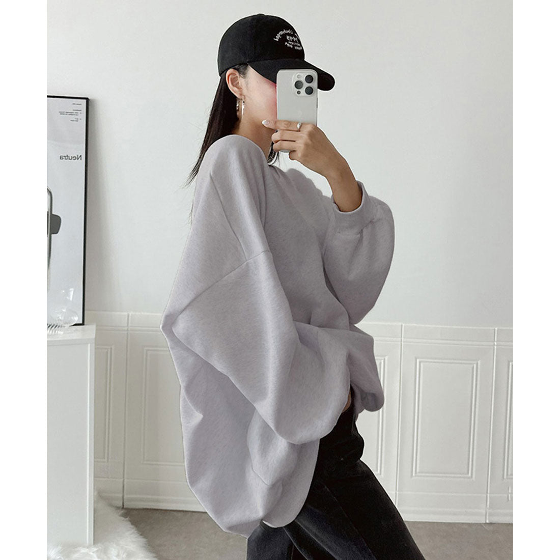 Real Style Sweatshirt for Women Long Sleeve Autumn Winter Fleece Tunic Trainer Tops Warm Plus Size Loose Sweat Knee-Length Casual Korean Fashion Chinchakoria