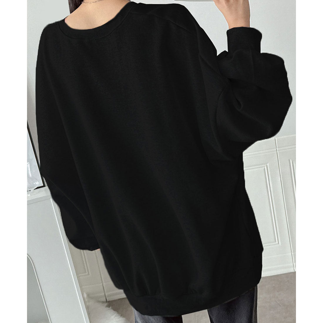 Real Style Sweatshirt for Women Long Sleeve Autumn Winter Fleece Tunic Trainer Tops Warm Plus Size Loose Sweat Knee-Length Casual Korean Fashion Chinchakoria