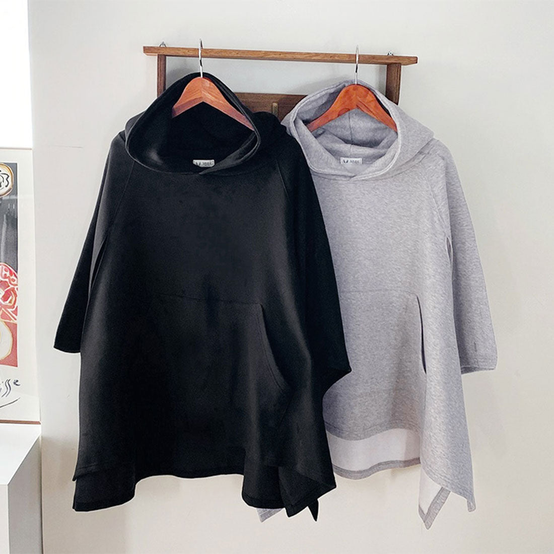 Real Style Cape for Women, Fleece Lined Sweat Poncho, Cloak Top Outerwear, Plus Size, Sleeveless, Warm, Autumn/Winter Sweat Jacket, Layering, Korean Fashion, Chincha Korea