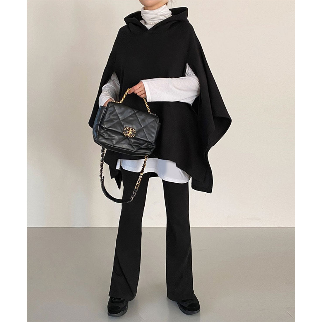 Real Style Cape for Women, Fleece Lined Sweat Poncho, Cloak Top Outerwear, Plus Size, Sleeveless, Warm, Autumn/Winter Sweat Jacket, Layering, Korean Fashion, Chincha Korea