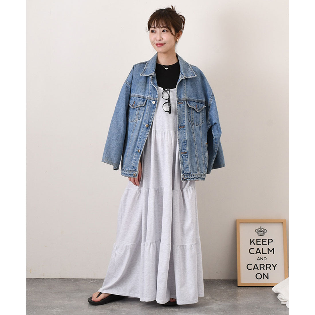 リアルスタイル REAL STYLE ワンピース レディース 春 夏 秋 きれいめ ロング マキシ キャミソール コットン 綿 カットソー ゆったり 大きいサイズ 体型カバー 韓国ファッション チンチャコリア