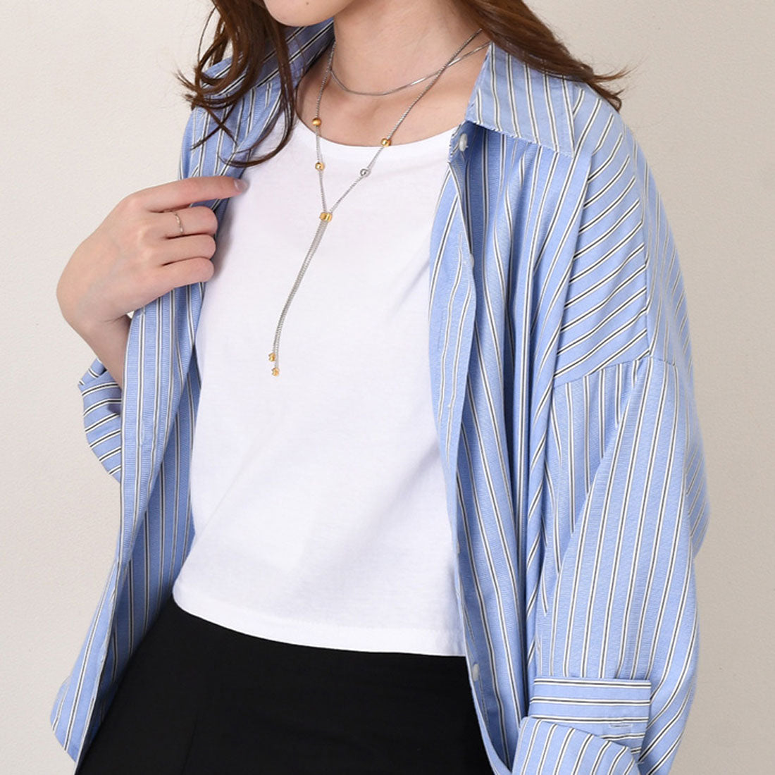 リアルスタイル REAL STYLE カットソー レディース 長袖 薄手 春 夏 秋 トップス ショート丈 短め 綿 コットン おしゃれ 白 黒 ゆったり 可愛い シンプル 丸首 韓国ファッション チンチャコリア