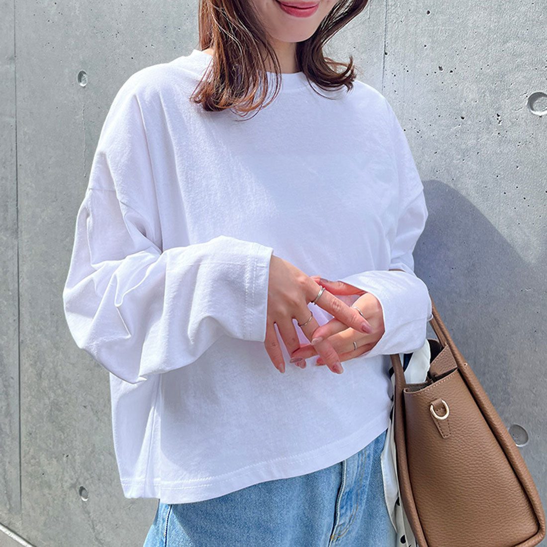 リアルスタイル REAL STYLE カットソー レディース 長袖 綿 コットン 薄手 Tシャツ ロンT ゆったり 大きめ カジュアル 春 夏 秋 シンプル 韓国 丸首 無地 韓国ファッション チンチャコリア （ブラウン） ブラウン