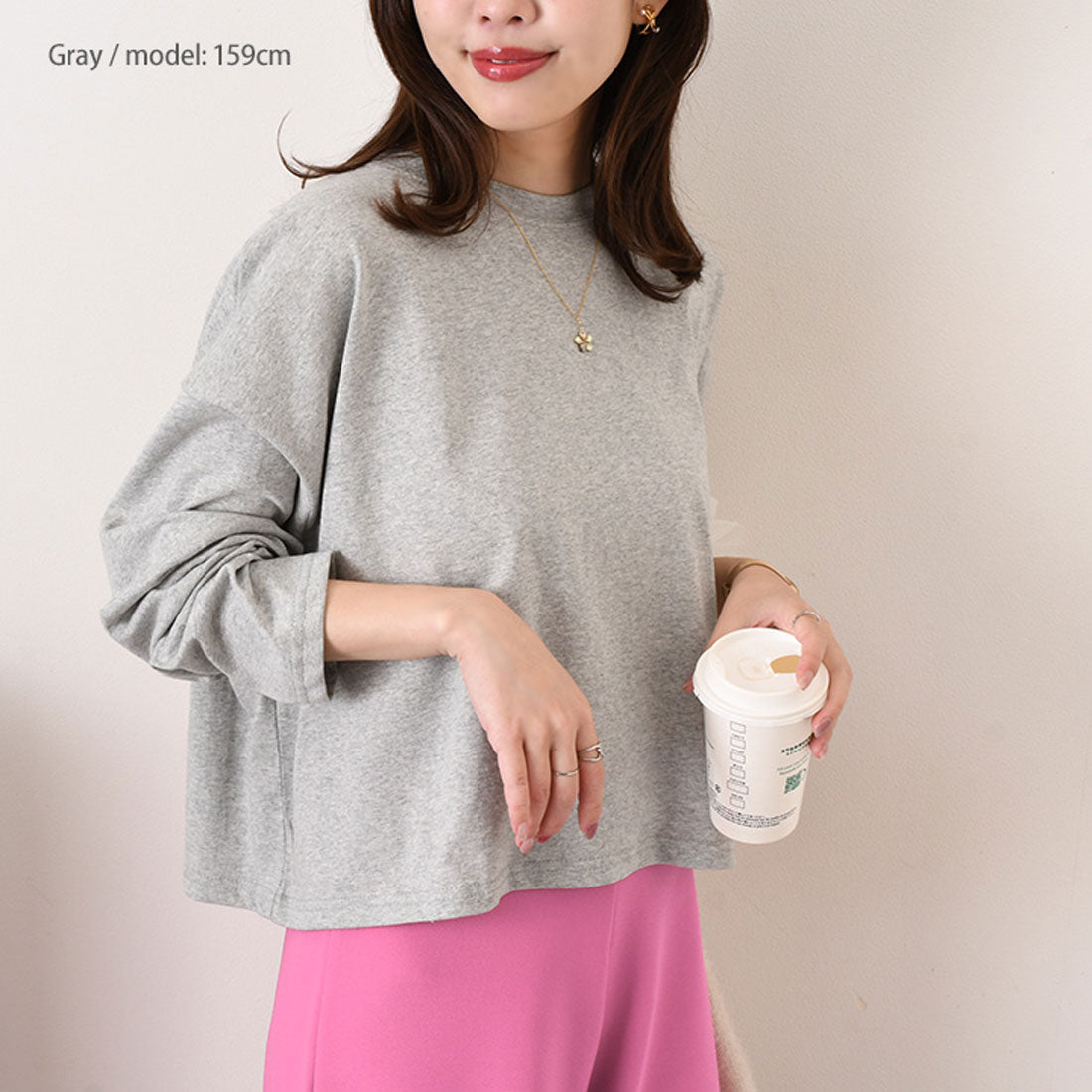 リアルスタイル REAL STYLE カットソー レディース 長袖 綿 コットン 薄手 Tシャツ ロンT ゆったり 大きめ カジュアル 春 夏 秋 シンプル 韓国 丸首 無地 韓国ファッション チンチャコリア （ブラウン） ブラウン