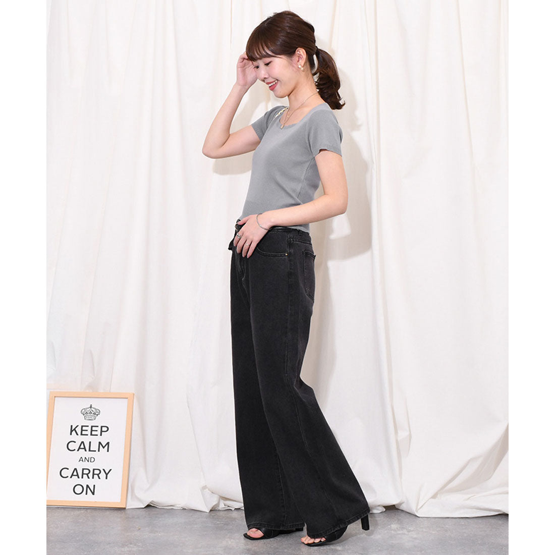 リアルスタイル REAL STYLE ニットソー レディース 半袖 インナー 春 夏 スクエアネック コンパクト ストレッチ 薄手 涼しい 韓国 きれいめ カジュアル 無地 （ピンク） ピンク