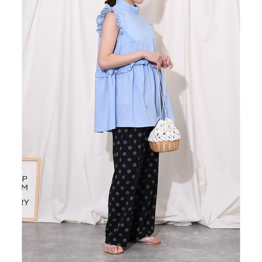 リアルスタイル REAL STYLE ワイドパンツ レディース 春 夏 ドット柄 涼しい 涼感 速乾 楽ちん きれいめ リラックス ウエストゴム 薄手 ボトムス 柄パンツ 柄物 （ライトカーキ） ライトカーキ