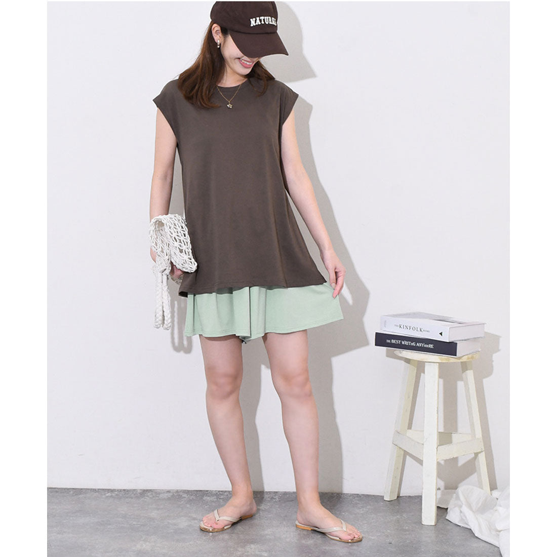 リアルスタイル REAL STYLE ショートパンツ ハーフパンツ レディース スポーツ 膝上 夏 ウエストゴム ゆったり サラてろ ひんやり 涼しい 涼感 薄手 速乾 ボトムス 韓国ファッション チンチャコリア ルームウェア （ミントグリーン） ミントグリーン