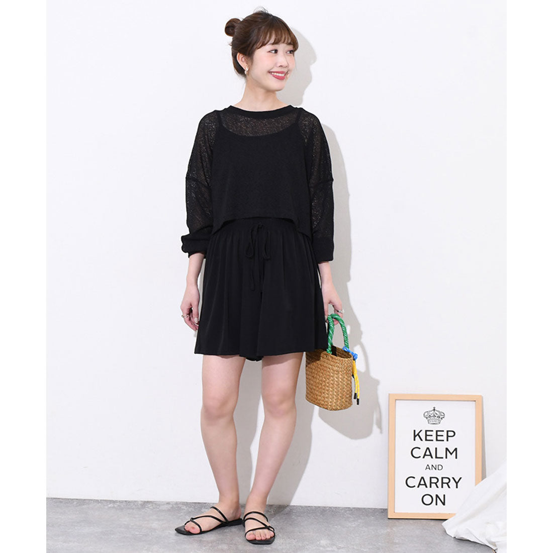 リアルスタイル REAL STYLE ショートパンツ ハーフパンツ レディース スポーツ 膝上 夏 ウエストゴム ゆったり サラてろ ひんやり 涼しい 涼感 薄手 速乾 ボトムス 韓国ファッション チンチャコリア ルームウェア （ミントグリーン） ミントグリーン