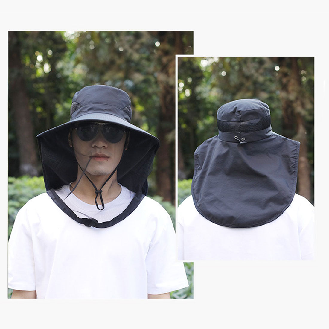 リアルスタイル REAL STYLE 虫除け 虫よけ 防虫 帽子 サファリハット 屋外 服 カバー 日よけ UV 網 蚊 蜂 アブ 顔 頭 アウトドア キャンプ 釣り 登山 園芸 （グレー） グレー