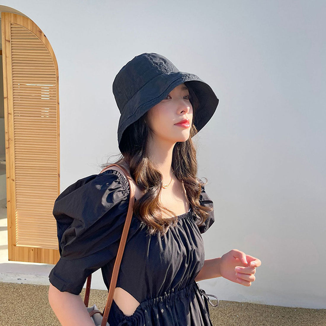 リアルスタイル REAL STYLE バケットハット 帽子 レディース つば広 UVケア ブリムハット 夏 春 おしゃれ 深い 日よけ 紫外線 日焼け対策 折りたたみ 紐付き （アイボリー） アイボリー