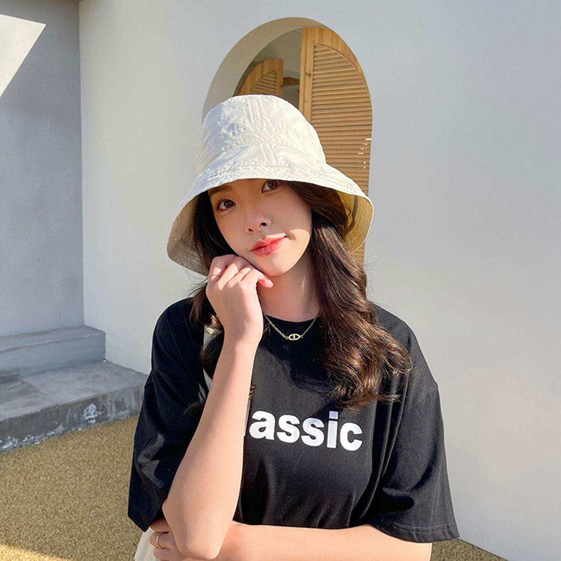 リアルスタイル REAL STYLE バケットハット 帽子 レディース つば広 UVケア ブリムハット 夏 春 おしゃれ 深い 日よけ 紫外線 日焼け対策 折りたたみ 紐付き （アイボリー） アイボリー