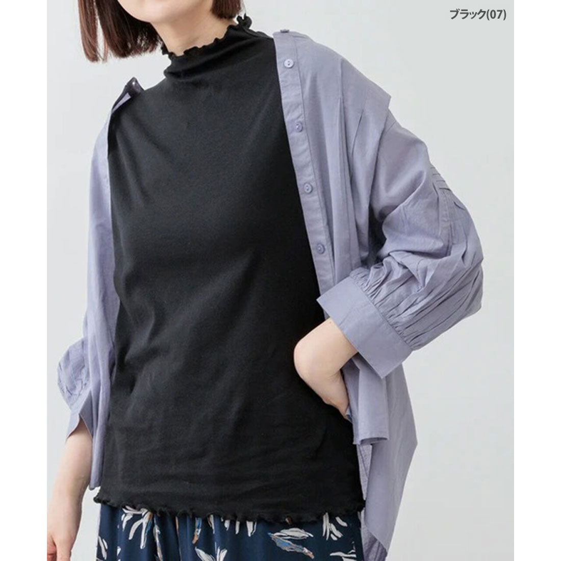 リアルスタイル REAL STYLE シアー トップス カットソー Tシャツ インナー 綿100％ コットン ノースリーブ フレンチスリーブ ハイネック 透け感 涼しい 夏 重ね着 （チャコール(06)） チャコール(06)