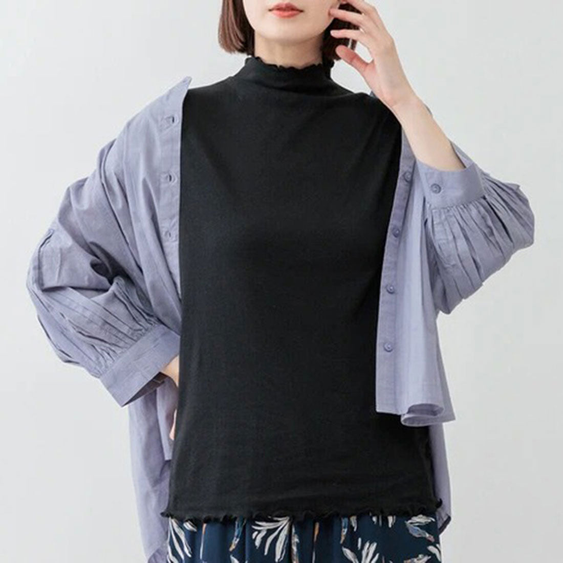 リアルスタイル REAL STYLE シアー トップス カットソー Tシャツ インナー 綿100％ コットン ノースリーブ フレンチスリーブ ハイネック 透け感 涼しい 夏 重ね着 （チャコール(06)） チャコール(06)
