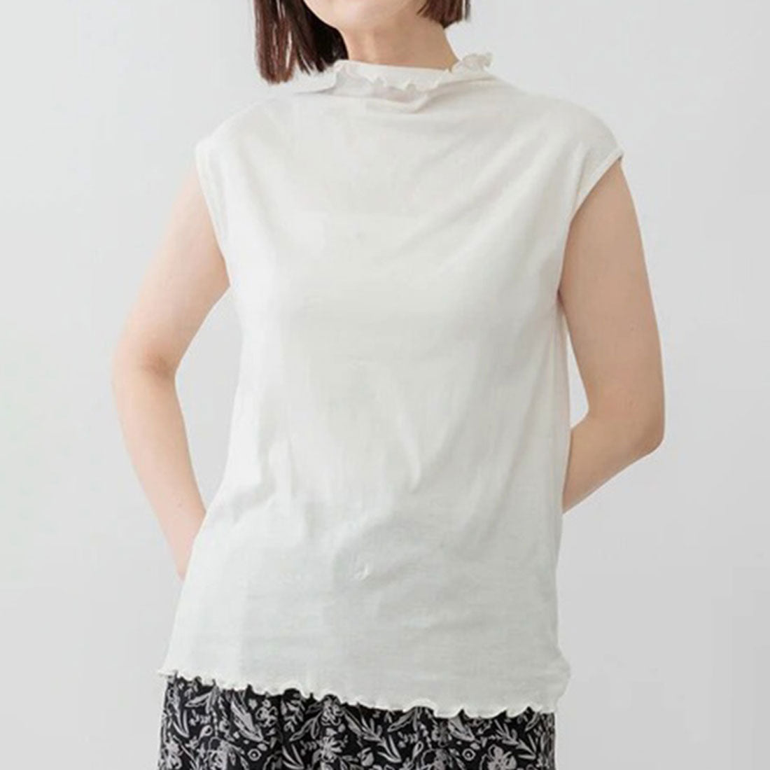 Real Style Sheer Top Cotton T-Shirt Inner 100% Cotton Sleeveless Frenc