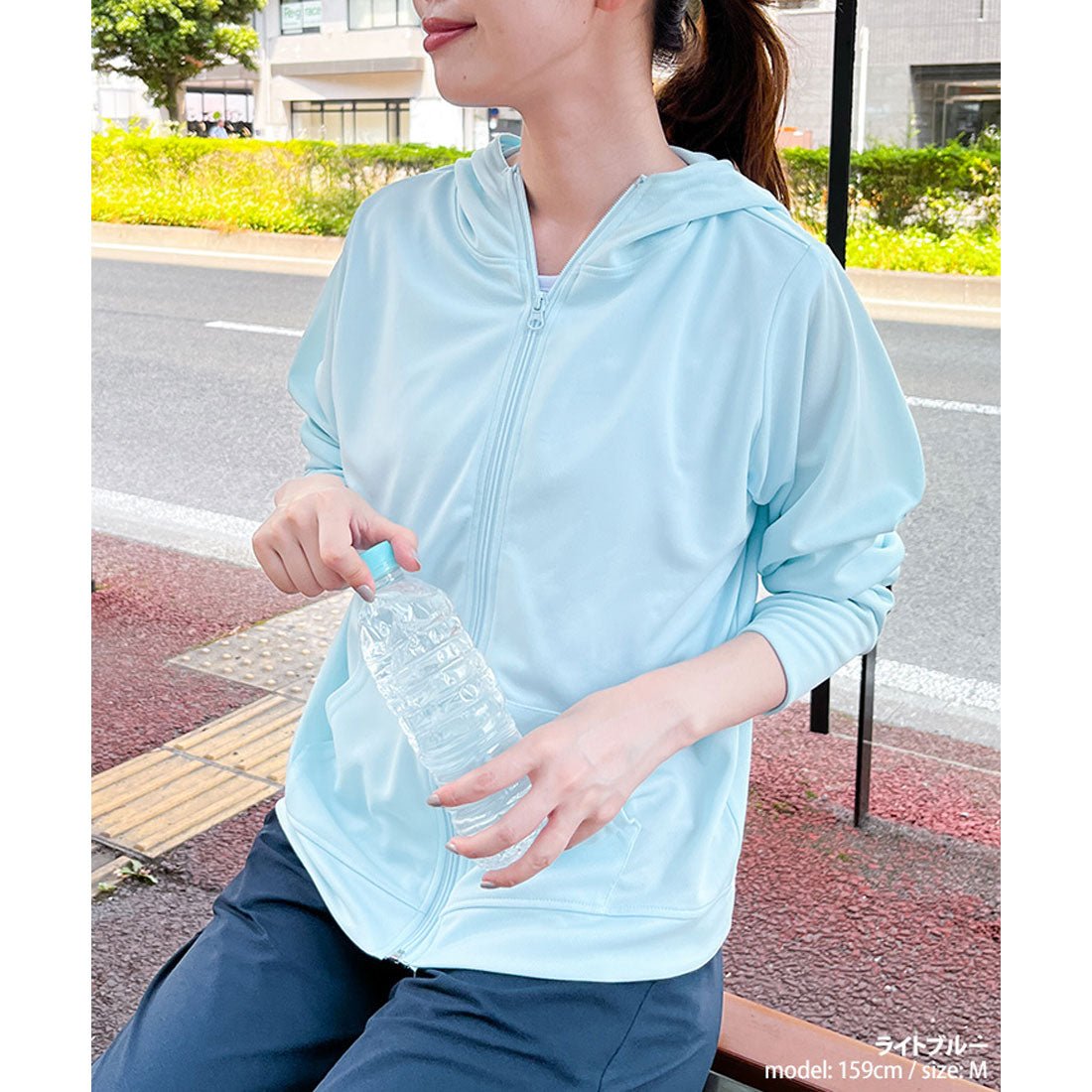 リアルスタイル REAL STYLE パーカー レディース ラッシュガード 夏 薄手 UVケア ジップアップ 指穴 冷感 涼しい 吸汗速乾 ドライ メッシュ 無地 羽織 上着 前開き （オフホワイト） オフホワイト