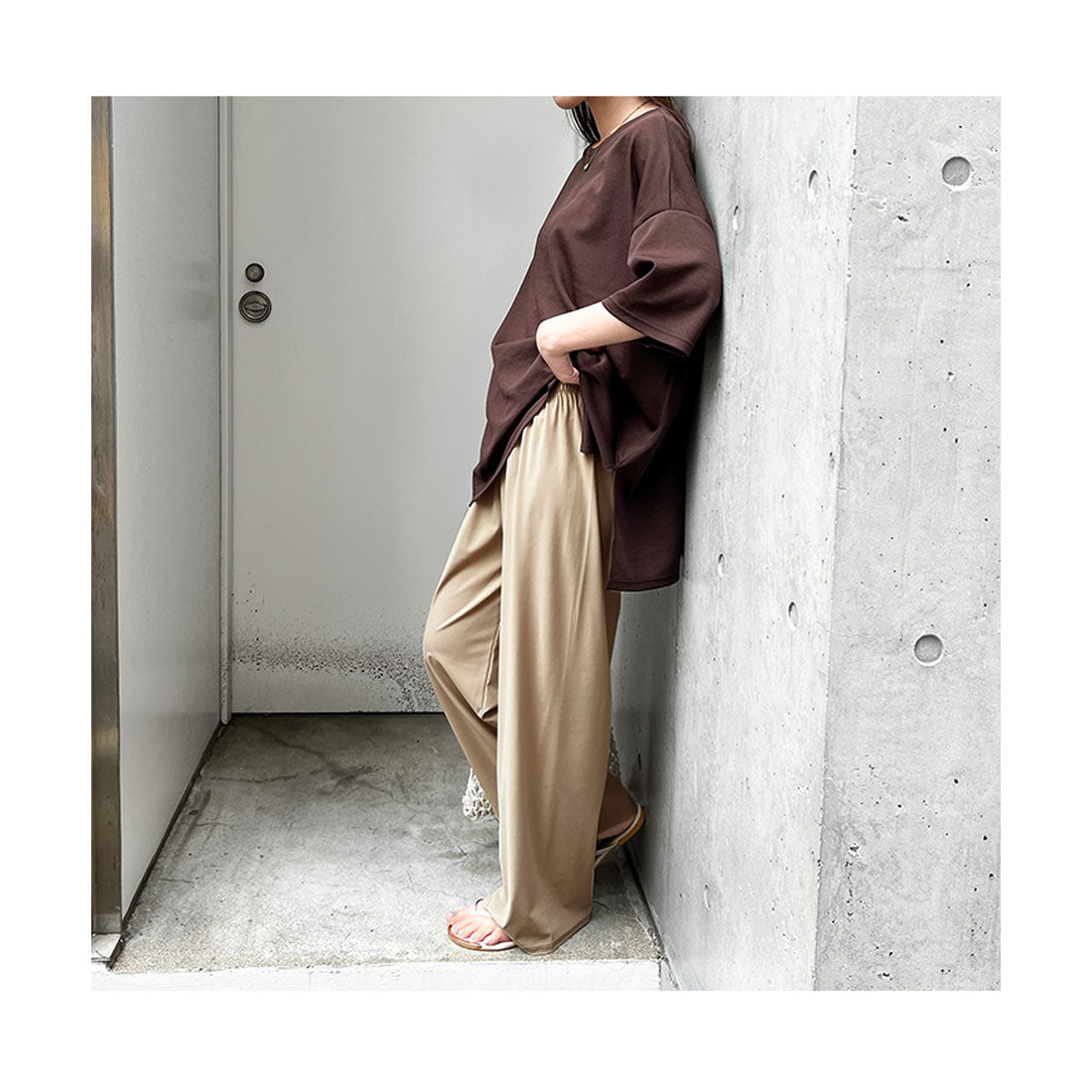リアルスタイル REAL STYLE ストレートパンツ レディース 夏 涼しい 速乾 ワイドパンツ ストレッチ ウエストゴム 軽量 ボトムス ズボン オフィス カジュアル 韓国 （ブラック） ブラック