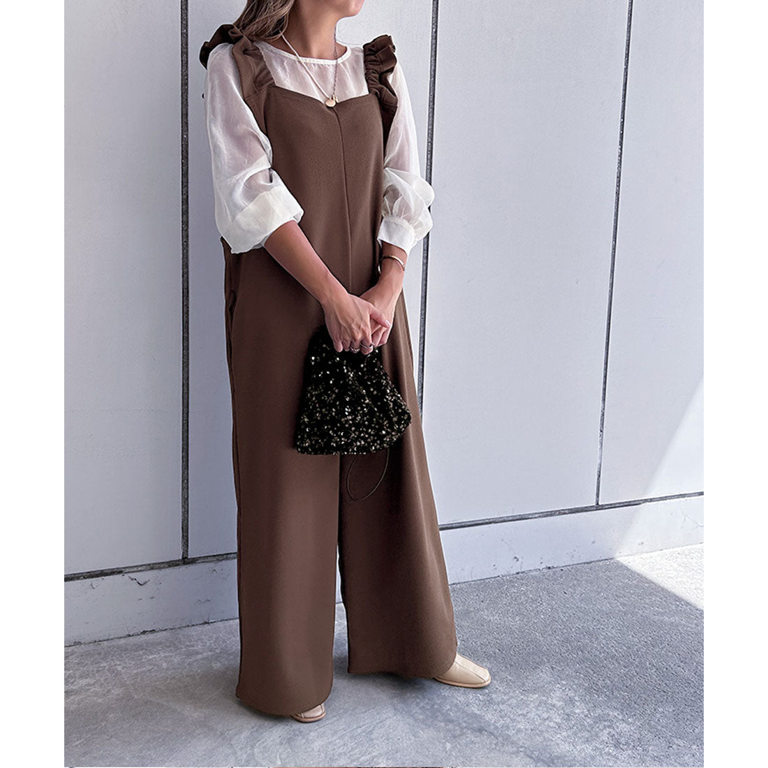 リアルスタイル REAL STYLE オールインワン サロペット オーバーオール コンビネゾン エンボス フリル