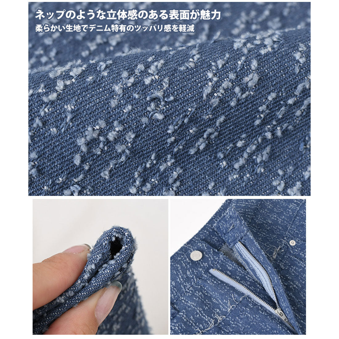 リアルスタイル REAL STYLE デニムパンツ レディース 春 夏 秋 冬 ワイド ストレート ダメージ ゆったり ハイウエスト 薄手 ボトムス ジーンズ ジーパン 高身長 （ブルー） ブルー